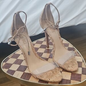 SCHUTZ Cork and Clear Strap Heels